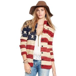Vintage look! Denim & Supply Ralph Lauren stylish American-Flag Cardigan